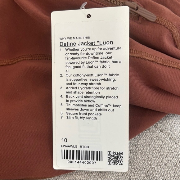 NWT Lululemon Define Jacket *Luon In Roasted Brown Size 10 - Picture 7 of 11